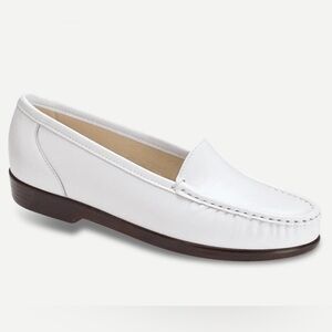 SAS Simplify Everyday Loafer and White Leather Slip-On in White